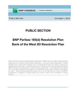 PUBLIC SECTION BNP Paribas 165(D)