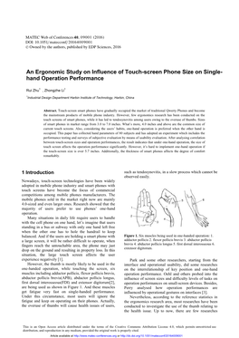An Ergonomic Study on Influence of Touch-Screen Phone Size on Single- Hand Operation Performance