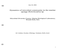 Dynamics of Microbial Community in the Marine Sponge Holichondria Sp