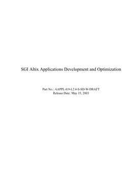 SGI Altix Applications Development and Optimization