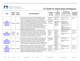 11 Grade U.S. History Scope and Sequence