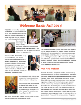 Welcome Back: Fall 2014