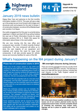 What's Happening on the M4 Project During January?