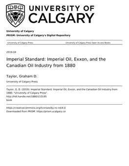 Imperial Standard: Imperial Oil, Exxon, and the Canadian Oil Industry from 1880