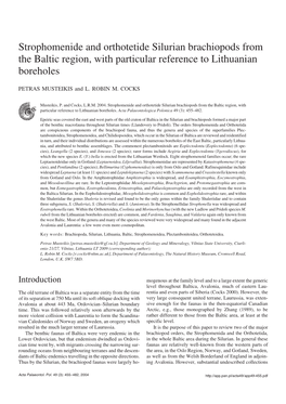 Strophomenide and Orthotetide Silurian Brachiopods from the Baltic Region, with Particular Reference to Lithuanian Boreholes