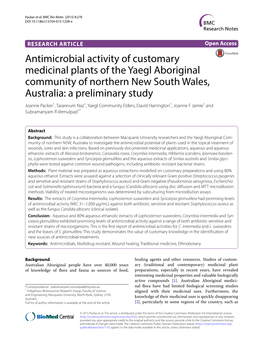 Antimicrobial Activity of Customary Medicinal Plants Of