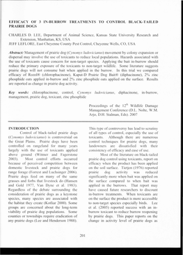 Efficacy of 3 In-Burrow Treatments to Control Black-Tailed Prairie Dogs