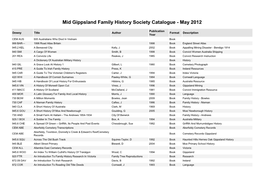 Mid Gippsland Family History Society Catalogue - May 2012