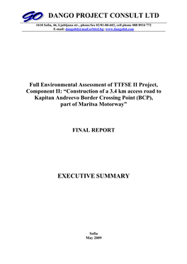 Executive Sumary of the Full Environmental Assessment Of