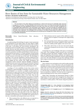 River Basins of Imo State for Sustainable Water Resources