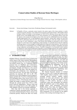 Conservation Studies of Korean Stone Heritages