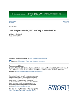 <I>Simbelmynë</I>: Mortality and Memory in Middle-Earth