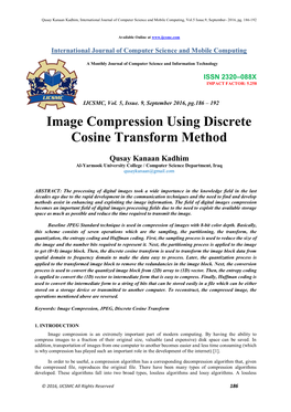 Image Compression Using Discrete Cosine Transform Method