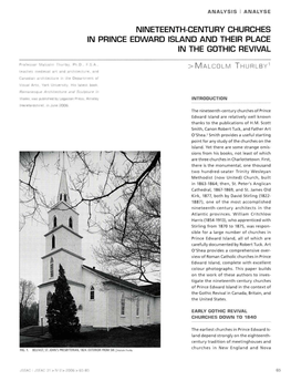 Nineteenth-Century Churches in Prince Edward Island and Their Place in the Gothic Revival
