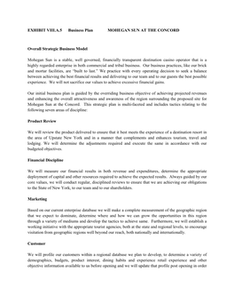 EXHIBIT VIII.A.5 Business Plan MOHEGAN SUN at the CONCORD