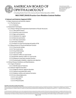 MOC PORT/DOCK Practice Core Modules Content Outline