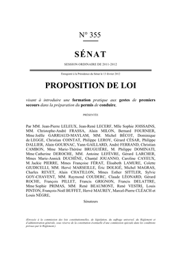 Sénat Proposition De