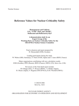 Reference Values for Nuclear Criticality Safety