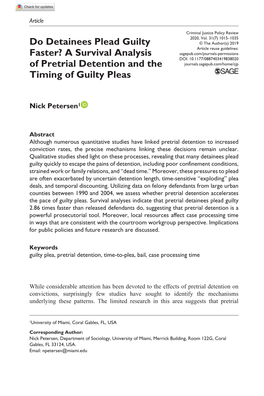 A Survival Analysis of Pretrial Detention and the Timing of Guilty