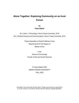 Alone Together: Exploring Community on an Incel Forum