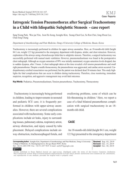 Iatrogenic Tension Pneumothorax After Surgical Tracheostomy in a Child with Idiopathic Subglottic Stenosis - Case Report