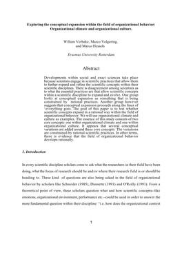 Exploring the Conceptual Expansion Within the Field of Organizational Behavior: Organizational Climate and Organizational Culture