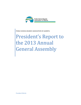 President's Report to the 2013 Annual General Assembly