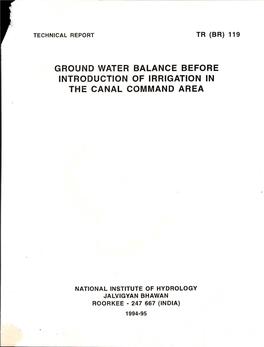 Ground Water Balance Before Introduction of Irrigation in the Canal Command Area