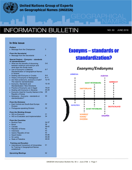 Exonyms – Standards Or from the Secretariat  Message from the Secretariat 4