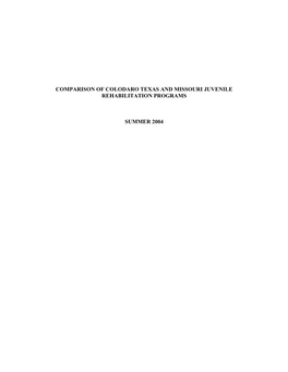 Comparison of Colorado, Texas and Missouri Juvenile Rehabilitation