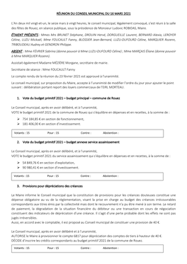 Réunion Du Conseil Municipal Du 16 Mars 2021