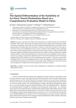 The Spatial Differentiation of the Suitability of Ice-Snow Tourist Destinations Based on a Comprehensive Evaluation Model in China