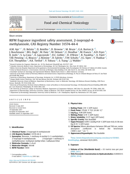 RIFM Fragrance Ingredient Safety Assessment, 2-Isopropyl-4- Methylanisole, CAS Registry Number 31574-44-4