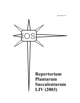 Repertorium Plantarum Succulentarum LIV (2003) Repertorium Plantarum Succulentarum LIV (2003)