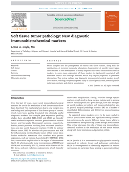 Soft Tissue Tumor Pathology: New Diagnostic Immunohistochemical Markers Leona A