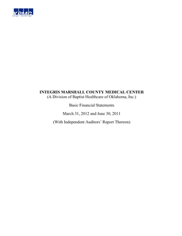 INTEGRIS MARSHALL COUNTY MEDICAL CENTER (A Division of Baptist Healthcare of Oklahoma, Inc.)