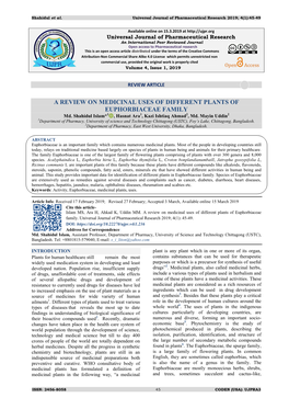 A REVIEW on MEDICINAL USES of DIFFERENT PLANTS of EUPHORBIACEAE FAMILY Md