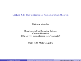 The Fundamental Homomorphism Theorem