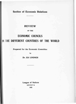 ECONOMIC COUNCILS in the DIFFERENT COUNTRIES of the WORLD I