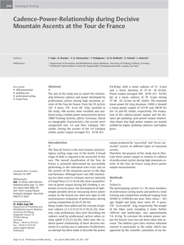 Cadence-Power-Relationship During Decisive Mountain Ascents at the Tour De France
