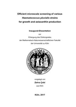 Efficient Microscale Screening of Various Haematococcus Pluvialis Strains for Growth and Astaxanthin Production