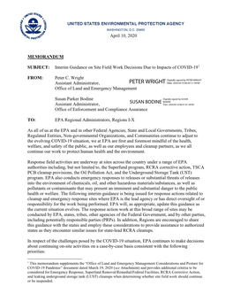 Interim Guidance on Site Field Work Decisions Due to Impacts of COVID-191