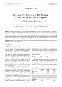 Structural Developments in Tall Buildings: Current Trends and Future Prospects