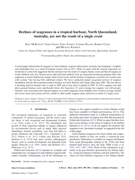 Declines of Seagrasses in a Tropical Harbour, North Queensland, Australia, Are Not the Result of a Single Event