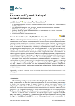 Kinematic and Dynamic Scaling of Copepod Swimming