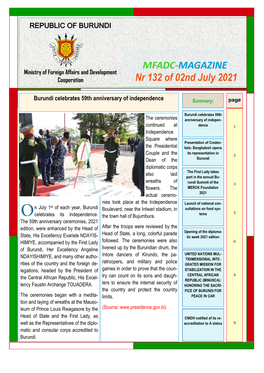 MFADC-MAGAZINE Nr 132 of 02Nd July 2021 Presentation of Credentials: Bangladesh Opens Its Representation in Burundi