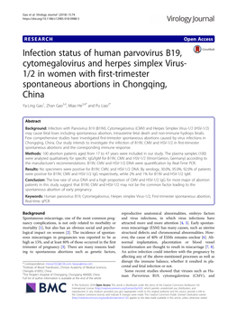 Infection Status of Human Parvovirus B19, Cytomegalovirus and Herpes Simplex Virus-1/2 in Women with First-Trimester Spontaneous