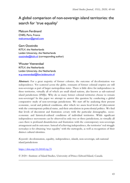 A Global Comparison of Non-Sovereign Island Territories: the Search for ‘True Equality’