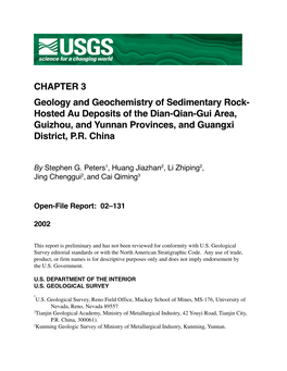 Hosted Au Deposits of the Dian-Qian-Gui Area, Guizhou, and Yunnan Provinces, and Guangxi District, P.R