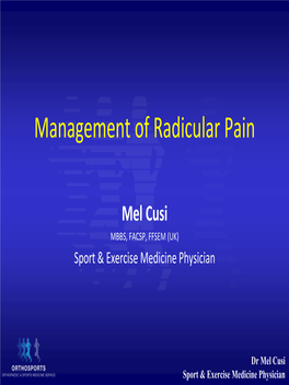 Management of Radicular Pain